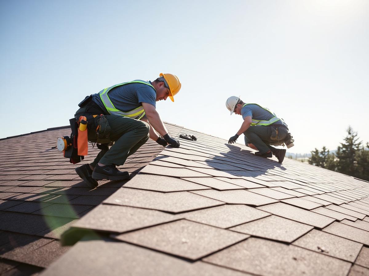 Rocket Roofing crew installing shingles on a residential roof